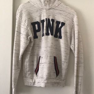 white 1/4 zip sweatshirt